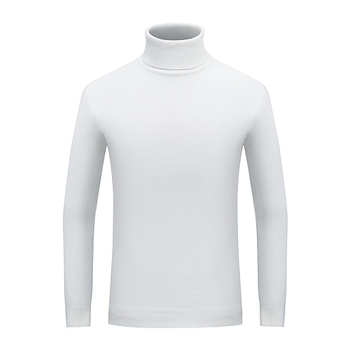 

Men's Basic Streetwear Solid Colored Pullover Long Sleeve Regular Sweater Cardigans Turtleneck Fall Winter Wine Red White Black