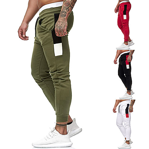 

Men's Streetwear Sports Casual Going out Jogger Sweatpants Pants Striped Full Length White Black Red Green