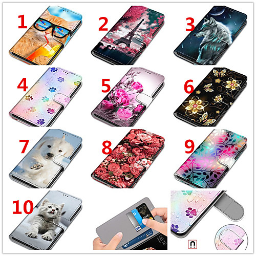 

Phone Case For Samsung Galaxy Full Body Case Leather Wallet Card S20 Plus S20 Ultra S20 S9 S9 Plus S8 Plus S8 S7 A5(2018) A6 (2018) Wallet Card Holder Shockproof Cartoon Flower / Floral Animal PU