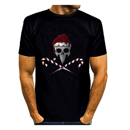 

Men's T shirt 3D Print Graphic 3D Print Short Sleeve Christmas Tops Black