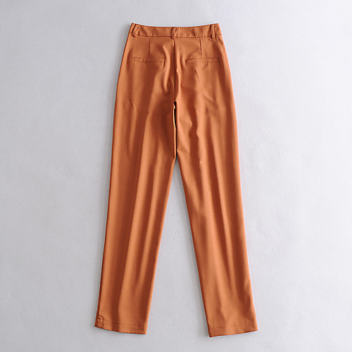 

Women's Basic Streetwear Comfort Daily Going out Dress Pants Pants Pants Solid Colored Full Length Pocket Orange