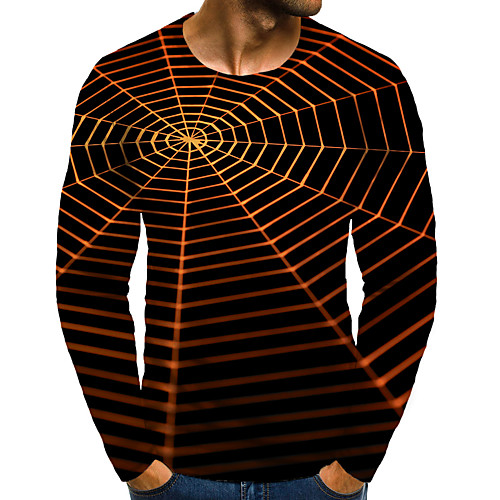 

Men's T shirt 3D Print Graphic 3D Plus Size Print Long Sleeve Daily Tops Elegant Exaggerated Black