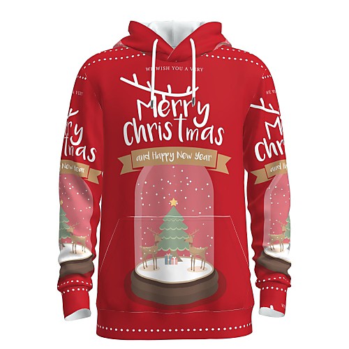 

Men's Pullover Hoodie Sweatshirt Graphic 3D Ugly Christmas Hooded Christmas Daily 3D Print 3D Print Christmas Hoodies Sweatshirts Long Sleeve Red / Letter