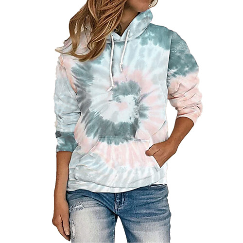 

Women's Plus Size Hoodie Pullover Tie Dye Front Pocket Daily Weekend Basic Cute Hoodies Sweatshirts Loose Blue Purple Wine