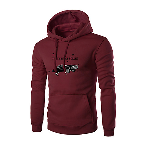 

Men's Pullover Hoodie Sweatshirt Print Hooded Basic Hoodies Sweatshirts Long Sleeve Loose Wine Light gray Dark Gray
