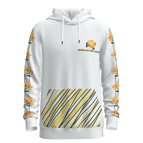 

Men's Pullover Hoodie Sweatshirt Floral Graphic 3D Hooded Weekend 3D Print Casual Streetwear Hoodies Sweatshirts Long Sleeve White