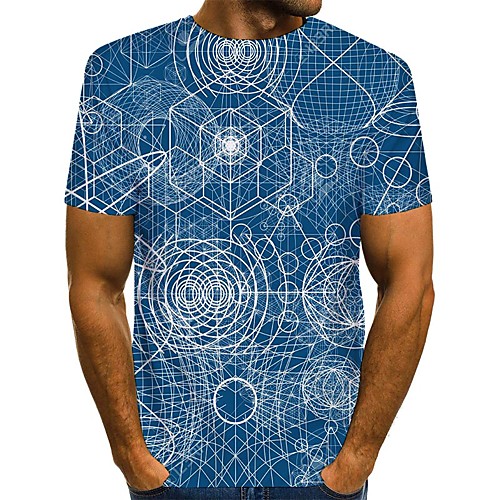 

Men's T shirt 3D Print Graphic Print Short Sleeve Daily Tops Streetwear Blue
