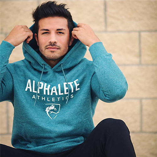

Men's Pullover Hoodie Sweatshirt Graphic Text Letter Monograms Hooded Daily Sports Basic Streetwear Hoodies Sweatshirts Long Sleeve Blue Gray Black
