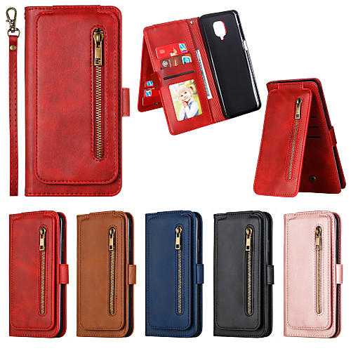 

Phone Case For Xiaomi Full Body Case Leather Wallet Card Redmi Note 9 Redmi Note 9 Pro Redmi Note 9S Wallet Card Holder Shockproof Solid Color PU Leather