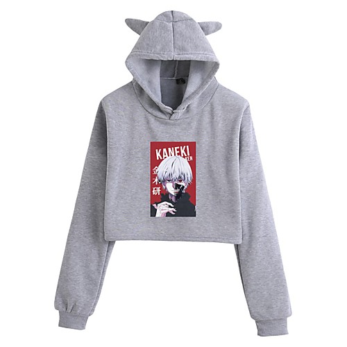 

Inspired by Tokyo Ghoul Kaneki Ken Crop Top Hoodie Anime Polyester / Cotton Blend Graphic Prints Printing Harajuku Graphic Crop Top For Women's / Men's