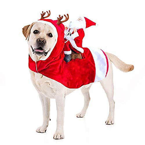 

dog christmas costume dog santa claus costume dog cat christmas holiday outfit pet christmas clothes running santa claus riding on pet christmas gift for medium to large sized dogs