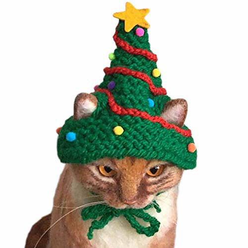 

pet christmas hat, pet christmas tree costume with santa red, pet apparel cat dog outfit christmas festival party costume apparel accessory photo props