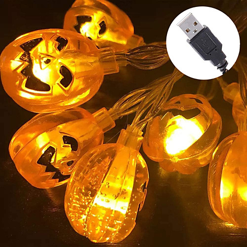 

Halloween Pumpkin Lights 10-50 LED Halloween String Lights Battery or USB Operated 3D Jack-O-Lantern Lights Waterproof for Halloween Decorations Outdoor Indoor Party