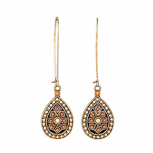 

vintage boho ethnic water drip beads dangle drop earrings for women jewelry accessories (orange)
