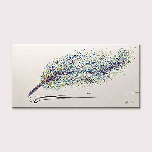 

Oil Painting Hand Painted Horizontal Abstract Floral / Botanical Modern Rolled Canvas (No Frame)