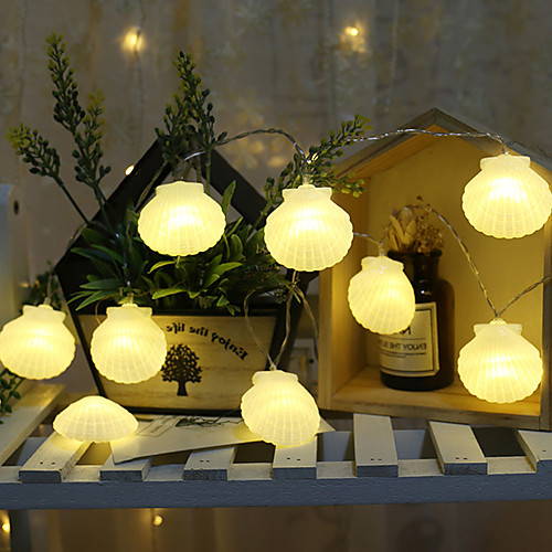 

3M 20LEDs 1.5M 10LEDs Led Shell String Lights Room Christmas Tree Party BBQ Wedding Holiday Decoration Photo DIY Props Battery Lighting Delivery Without Batteries