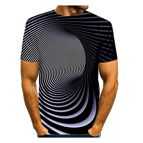 

Men's T shirt 3D Print Graphic Abstract 3D Plus Size Print Short Sleeve Daily Tops Black / White Purple Yellow