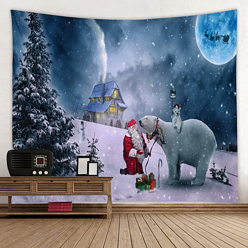 

Christmas Santa Claus Wall Tapestry Art Decor Blanket Curtain Picnic Tablecloth Hanging Home Bedroom Living Room Dorm Decoration Gift Snow Polyester