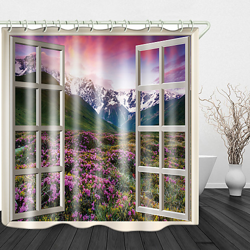 

Towering Snow Mountain Digital Printed Shower Curtains Hooks Modern Polyester New Design 72 Inch