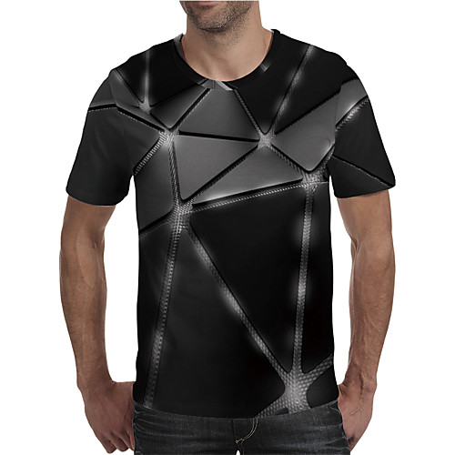 

Men's T shirt 3D Print Graphic 3D Plus Size Print Short Sleeve Daily Tops Elegant Exaggerated Black