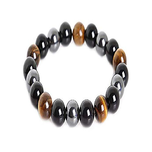 

hematite black obsidian tiger eye stone bracelets for protection bring luck and prosperity (10mm)