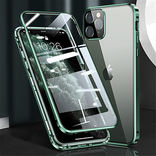 

Phone Case For Apple Full Body Case Flip iPhone 12 Pro Max 11 SE 2020 X XR XS Max 8 7 Flip Magnetic Camera Lens Protector Solid Color Tempered Glass Metal