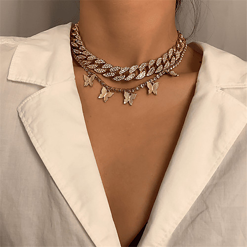 

Butterfly Layered Necklace Boho Alloy Gold Silver 38 cm Women's Necklace Jewelry 1pc For Birthday Party Beach