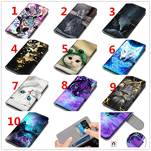 

Phone Case For Apple Full Body Case Leather Wallet Card iPhone 12 Pro Max 11 SE 2020 X XR XS Max 8 7 6 Wallet Card Holder Shockproof Cartoon Flower / Floral Animal PU Leather TPU