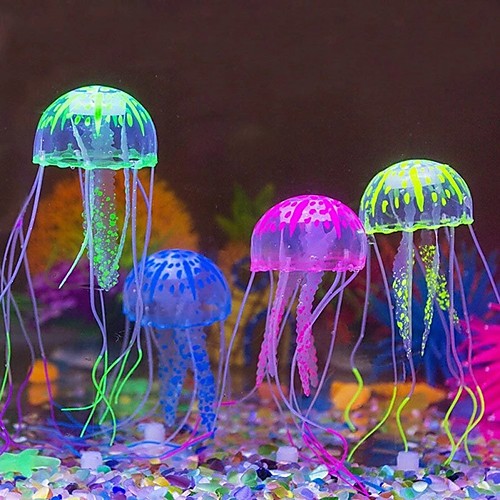 

Fish Tank Aquarium Decoration Fish Bowl Jellyfish Purple Cute Soft Plastic 4 Pieces 515 cm