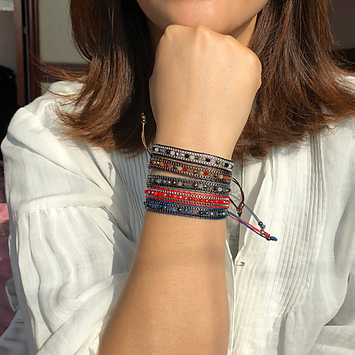

Women's Friendship Bracelet Vintage Bracelet Bracelet Braided Fashion Birthday Vintage Theme Stylish Simple Basic Colorful Boho Glass Bracelet Jewelry Blushing Pink / khaki / Green For Sport Gift