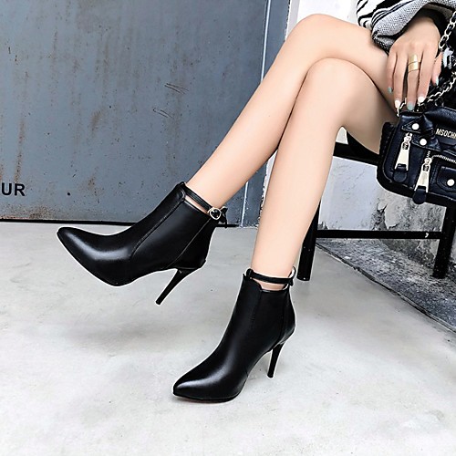 

Women's Boots Stiletto Heel Boots Stiletto Heel Pointed Toe Booties Ankle Boots Classic Daily Walking Shoes PU Buckle Solid Colored Yellow Red White / Booties / Ankle Boots / Booties / Ankle Boots