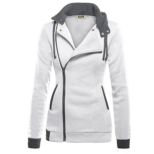 

Women's Hoodie Zip Up Hoodie Sweatshirt Solid Color Zipper Zip Up Daily Basic Hoodies Sweatshirts Cotton Blue White