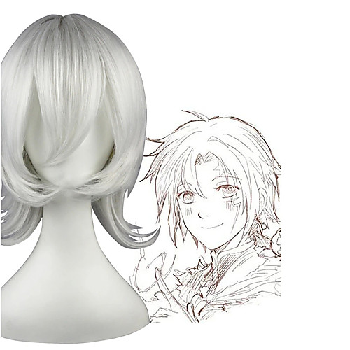 

D.Gray-man Allen Walker Cosplay Wigs Men's Layered Haircut 12 inch Heat Resistant Fiber Curly Silver Teen Adults' Anime Wig