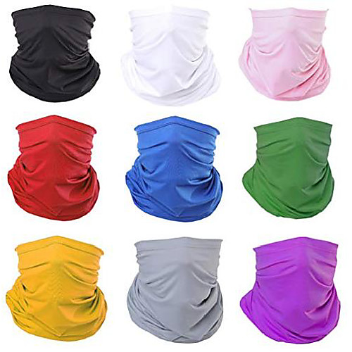 

9pcs seamless bandana face mask for dust, multifunctional headwear headband neck gaiter for men and women, cycling, running (solid)