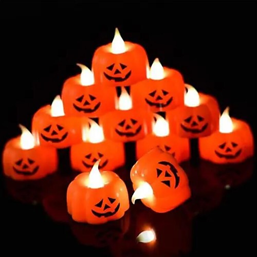 

LED Halloween Pumpkin Night Light Flameless Candles with Flickering Bulb LED Tea Lights for Halloween Christmas Festival Wedding Theme Party