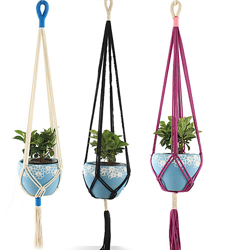 

1 pcs Hand Woven Macrame Tapestry Plant Hanger Holder Bohemian Boho Wall Hanging Ornament Art Decor Home Bedroom Living Room Decoration Nordic Handmade Tassel Cotton 151560 cm