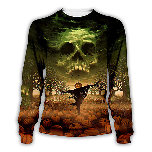

Men's Pullover Sweatshirt Graphic Round Neck Halloween Daily 3D Print Casual Halloween Hoodies Sweatshirts Long Sleeve Rainbow