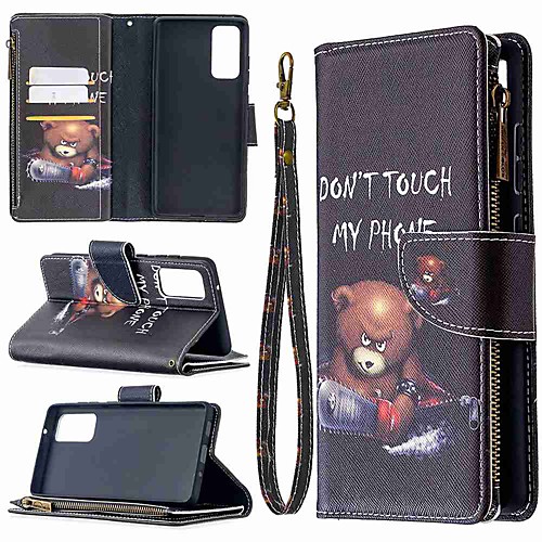 

Case For Samsung Galaxy A42 5G Galax S20 Ultra Galaxy S20 Wallet Card Holder with Stand Full Body Cases Bear Painted Zipper Bag PU Leather TPU for Samsung Galax Note 20 Ultra A21S A51 A71