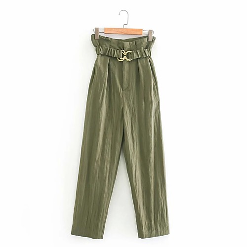 

Women's Basic Streetwear Comfort Daily Going out Pants Chinos Pants Solid Colored Full Length Pocket Army Green