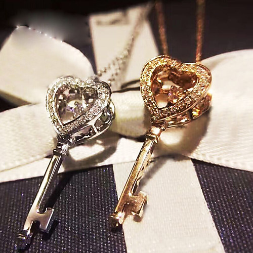 

Women's Clear AAA Cubic Zirconia Pendant Necklace Monogram Keys Artistic Unique Design Fashion Brass Rose Gold Silver 50 cm Necklace Jewelry 1pc For Prom Birthday Party Festival