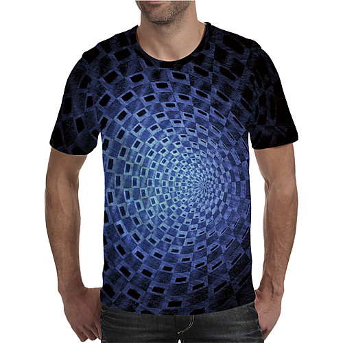 

Men's T shirt 3D Print Graphic 3D Plus Size Print Short Sleeve Daily Tops Elegant Exaggerated Blue