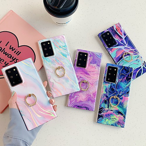 

Phone Case For Samsung Galaxy Back Cover S20 Plus S20 Ultra S20 S9 S9 Plus S8 Plus S8 Note 9 Note 8 Note 20 Ultra Ring Holder Pattern Marble TPU