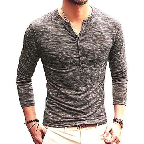 

men's slim fit long sleeve henley t-shirt casual basic tee (x-large, green)