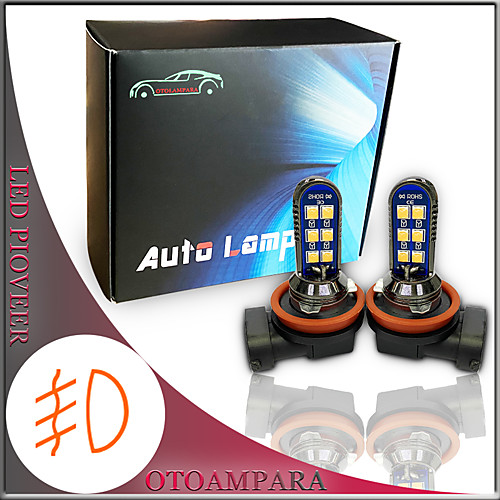 

1 Pair Car LED Foglight H11 H9 12W Pink Color 3rd Generation Light Source Double Sides Lightness Universal Car Models LED Fog Bulb H8
