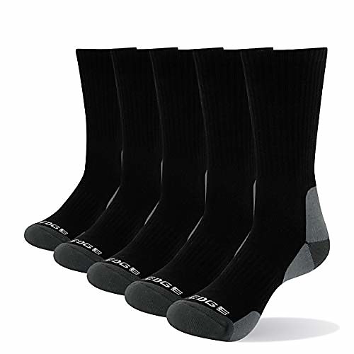 

men's 5 pairs/pack performance moisture wicking athletic hiking workout training cotton cushion crew socks(olive green for men size 9-12)