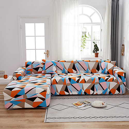 

Geometric 1-Piece Sofa Cover Soft Stretch Slipcover Super Fit for 1~4 Cushion Couch Armchair/Loveseat/Three Seater/Four Seater/L shaped sofa,Easy to Install(1 Free Cushion Cover)