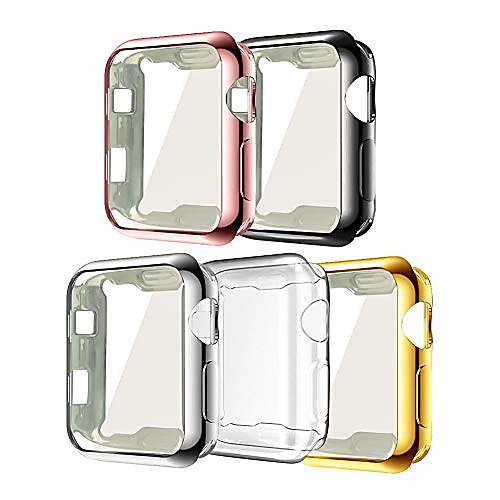 

compatible apple watch 44mm 42mm 40mm 38mm 5 pack soft tpu protective case scratch resistant bumper for apple watch series 6/se/4 /3/2/1 (5 pack)