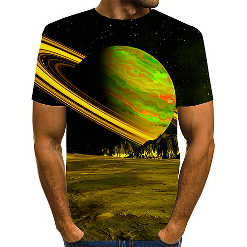 

Men's T shirt Shirt 3D Print Graphic 3D Plus Size Print Short Sleeve Daily Tops Elegant Exaggerated Round Neck Blue Purple Red
