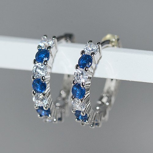 

Women's AAA Cubic Zirconia Hanging Earrings Geometrical Fashion Elegant European Earrings Jewelry Silver For Wedding Party Evening 1 Pair