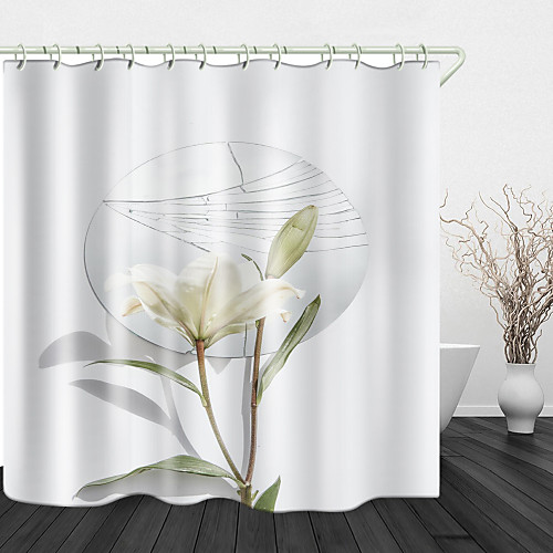 

Flower Mirror Digital Printing Shower Curtain Shower Curtains Hooks Modern Polyester New Design